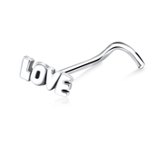 Love Shaped Silver Curved Nose Stud NSKB-325